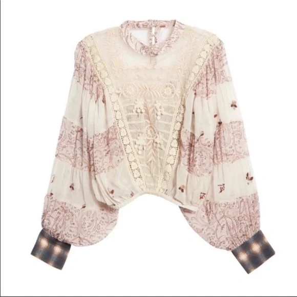🦄UNICORN FIND🦄NWT Free People | Fiona Lace Peasant Blouse - Picture 11 of 14